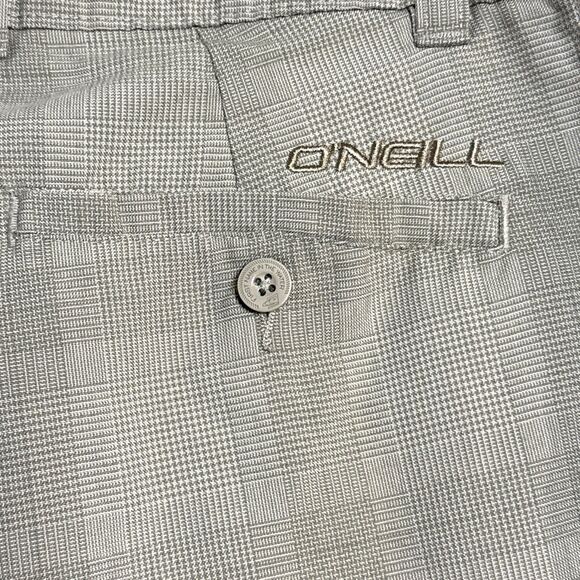 O'neill Plaid Shorts Chinos Casual Flat Front Knaki Tan Mens Size 30 - Picture 3 of 8